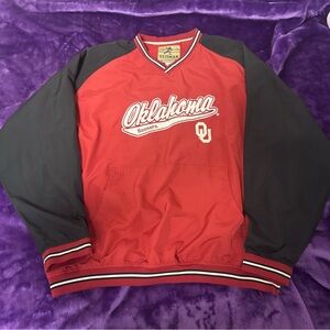 MENS 2XL BURGUNDY/BLACK REEBOK OKLAHOMA SOONERS PULL OVER NYLON V-NECK